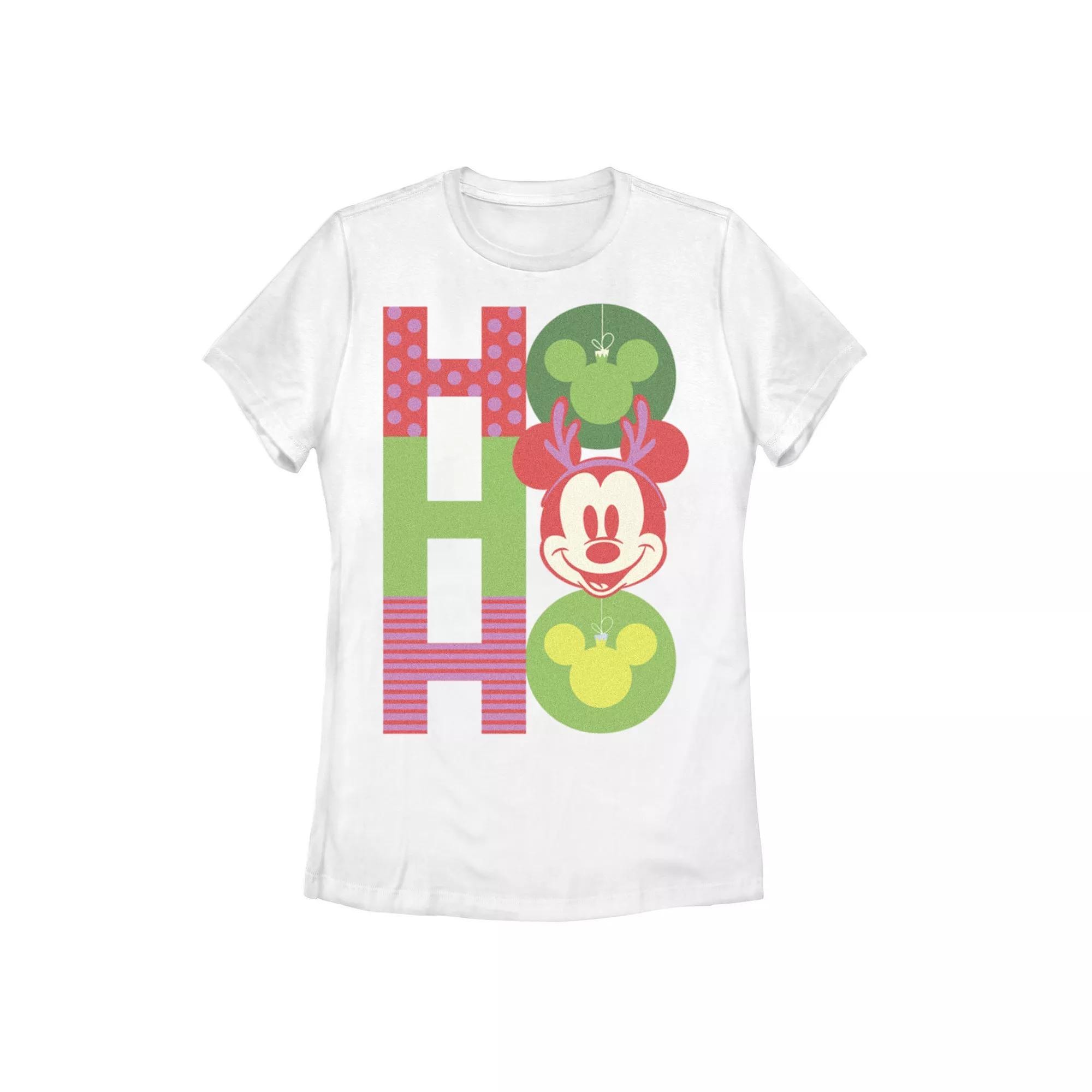 Disney's Mickey Mouse Juniors' Christmas Ornaments Graphic Tee, Women's,  Product Image