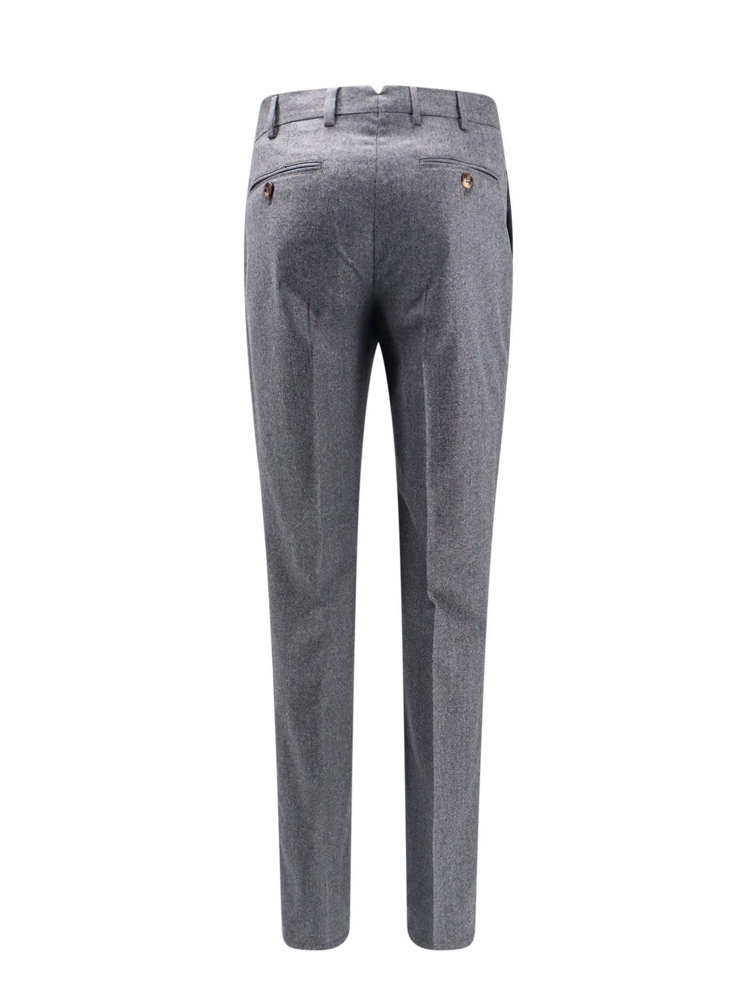 BRUNELLO CUCINELLI Men's Wool Italian Fit Trousers In Grey Product Image