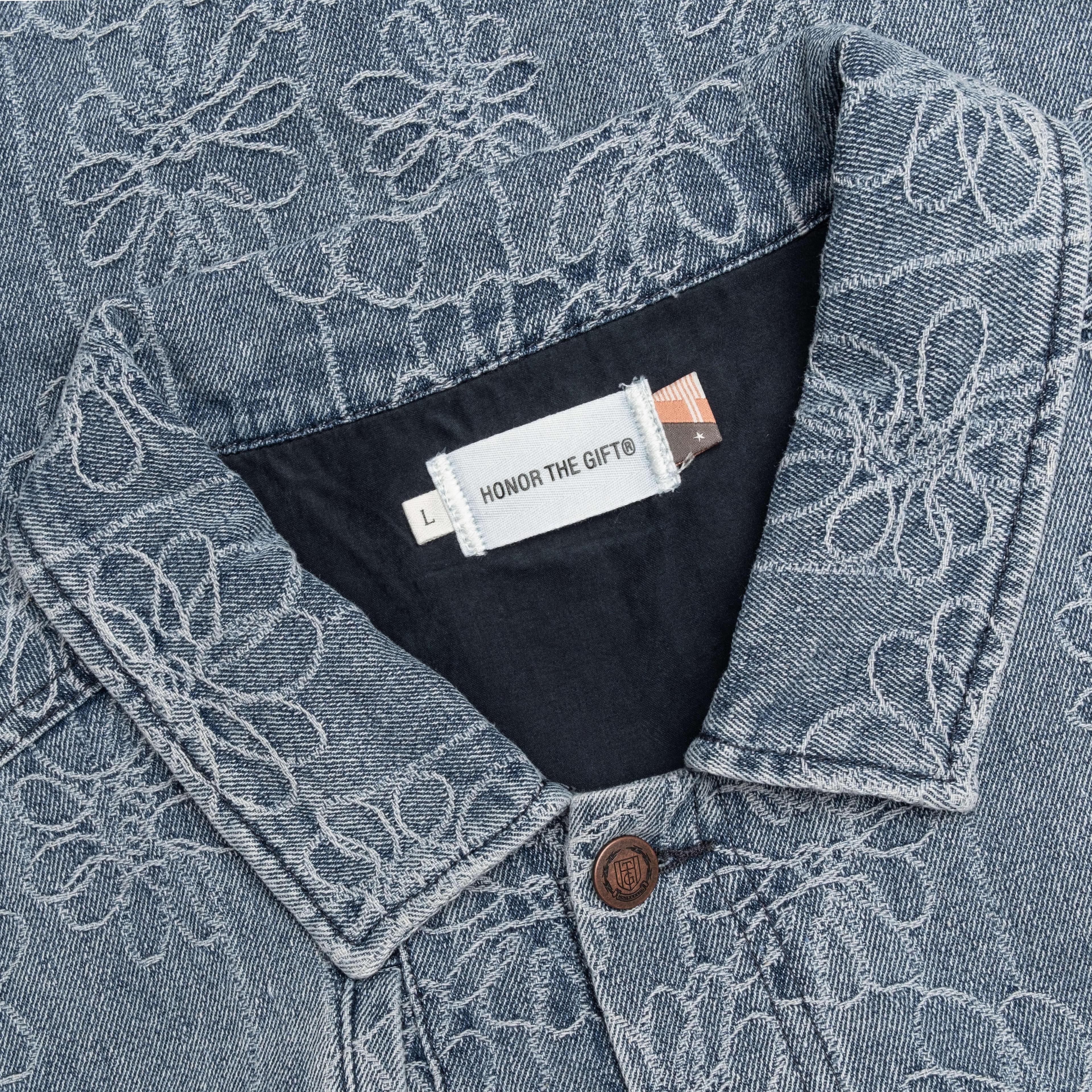 Floral Denim Jacket - Light Indigo Male Product Image