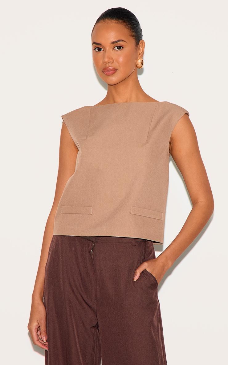 Mushroom Boxy Woven Long Top Product Image