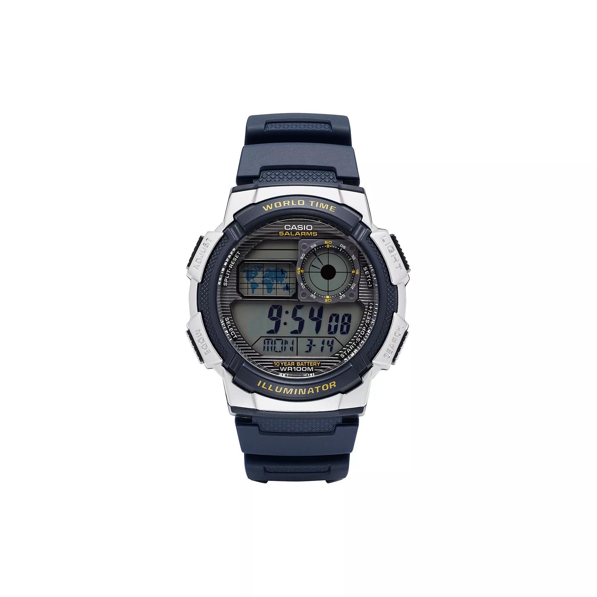 Casio Men's Digital Chronograph World Time Watch - AE1000W-2AVCF, Blue Product Image