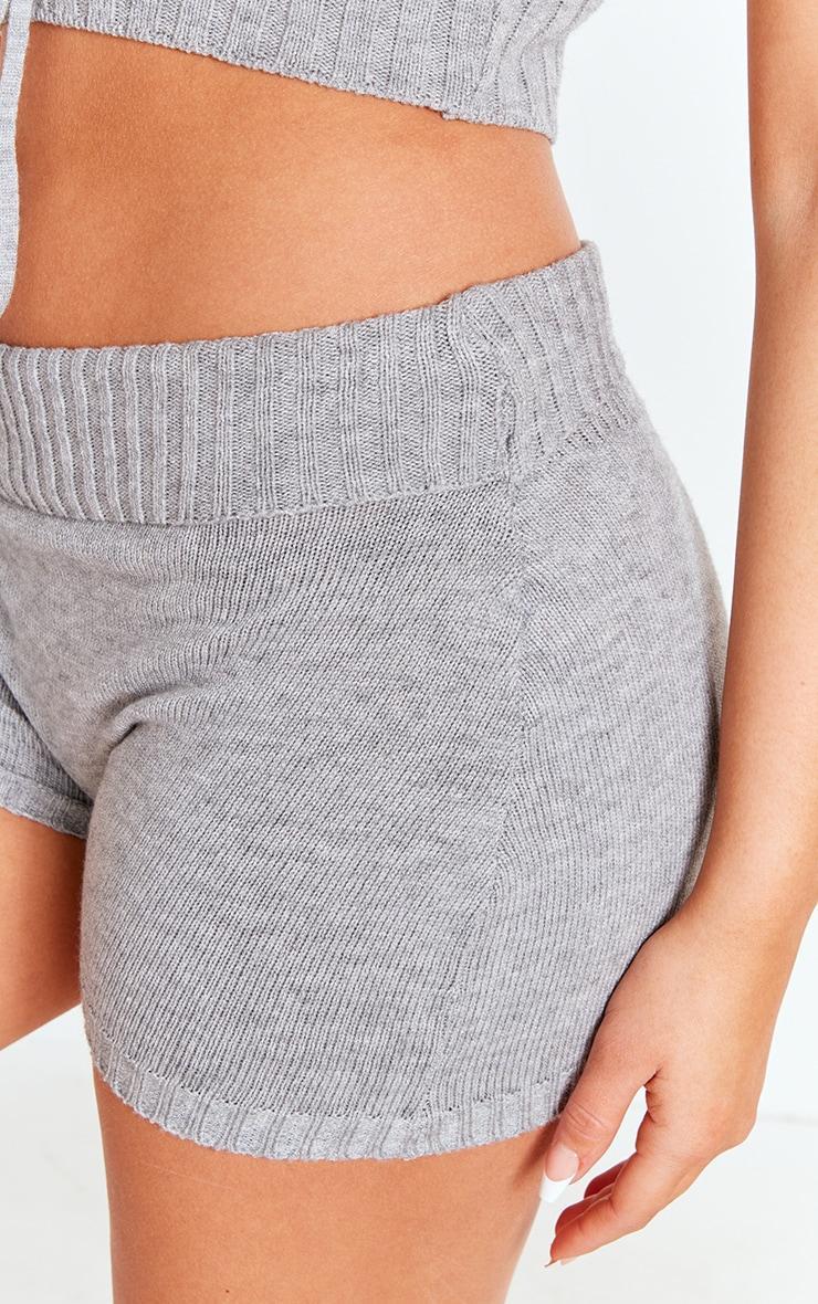 Petite Grey Knitted Fold Over Shorts Product Image