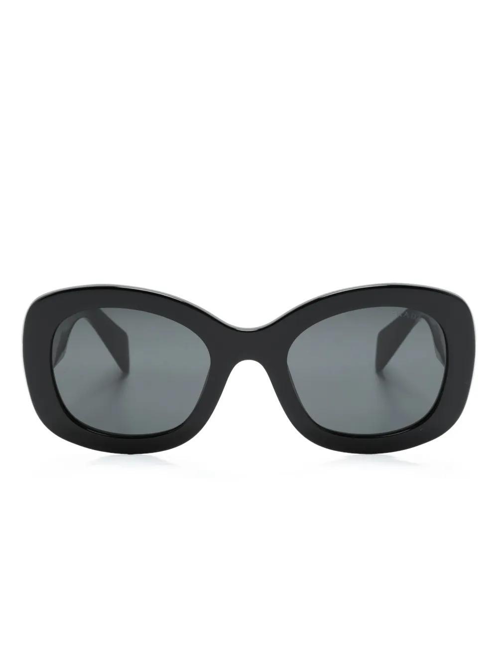 PRADA Logo-embossed Oversize-frame Sunglasses In Gray Product Image