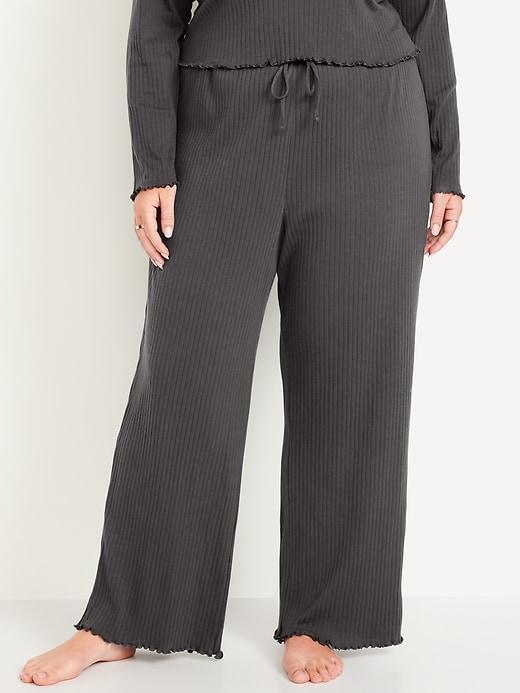 High-Waisted Ribbed Pajama Pants Product Image