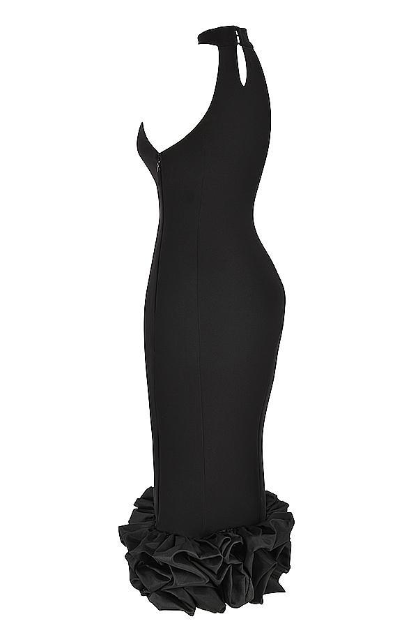 Juniper Black Peplum Midi Dress Product Image