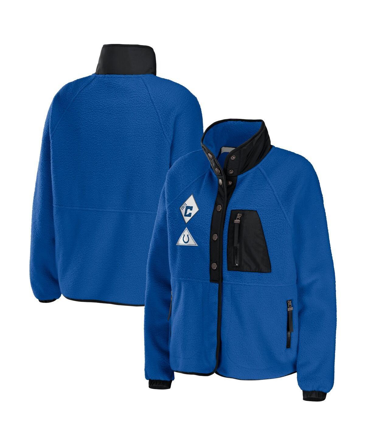 Women's WEAR by Erin Andrews Royal Indianapolis Colts Polar Fleece Raglan Full-Snap Jacket, Size: Large, Blue Product Image