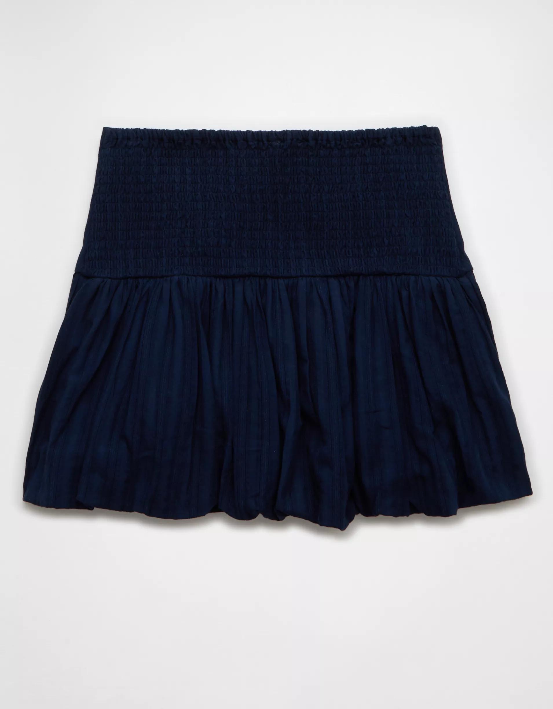 AE High-Waisted Smocked Bubble Skirt Product Image