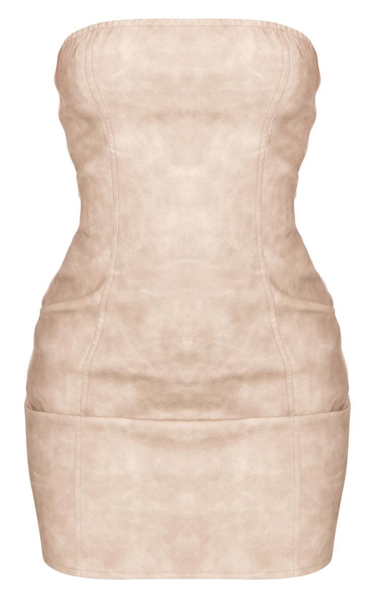 Stone Acid Wash Seam Detail Bandeau Bodycon Dress Product Image