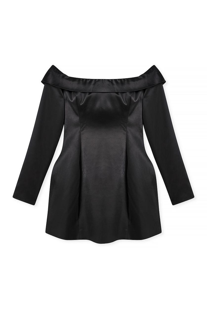 Off Shoulder Satin Mini Dress Product Image
