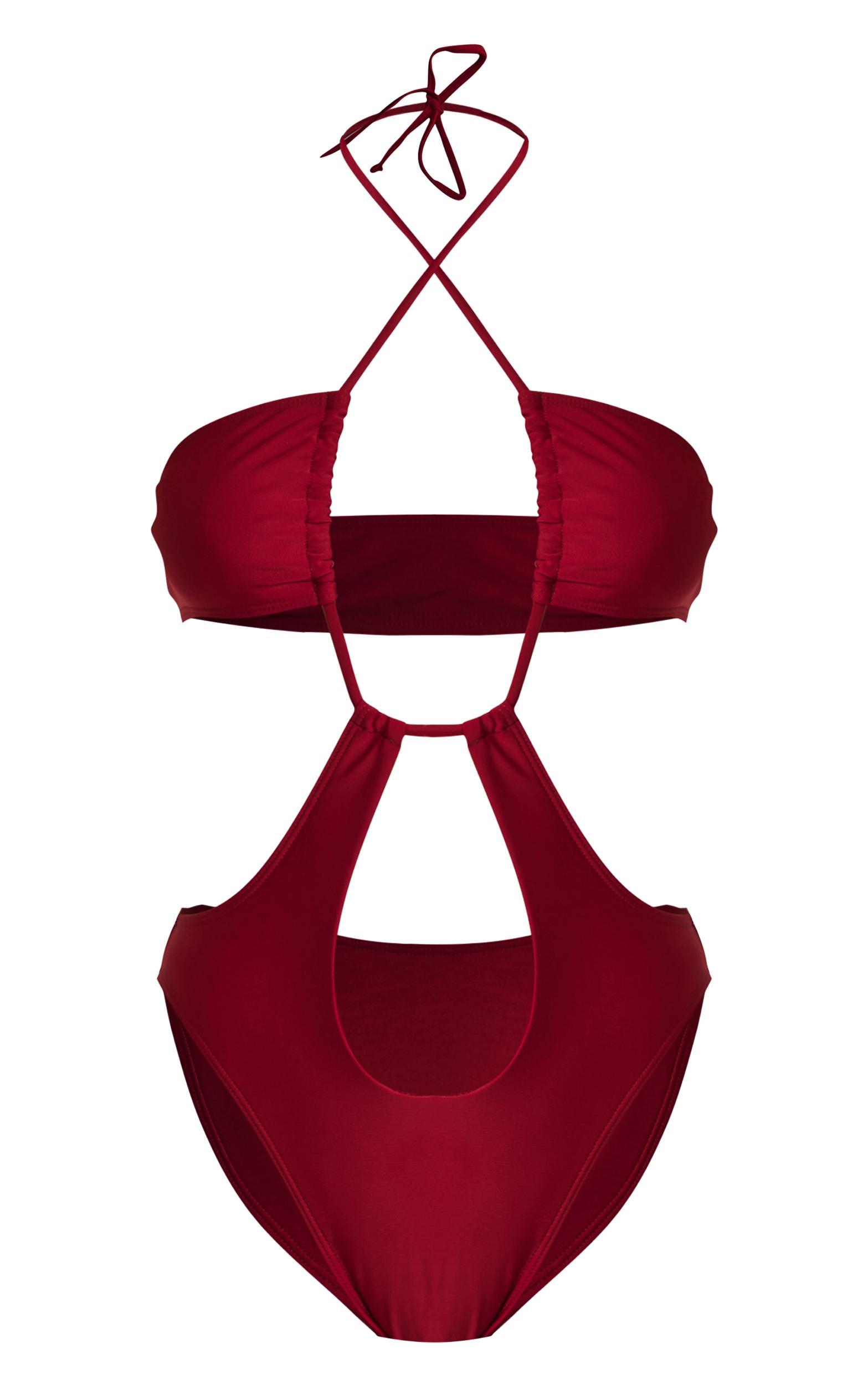 Berry Red Cut Out Swimsuit Product Image