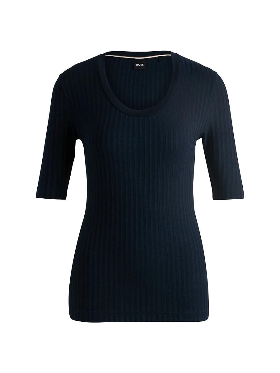 Womens Scoop-Neck Top in Stretch Fabric Product Image