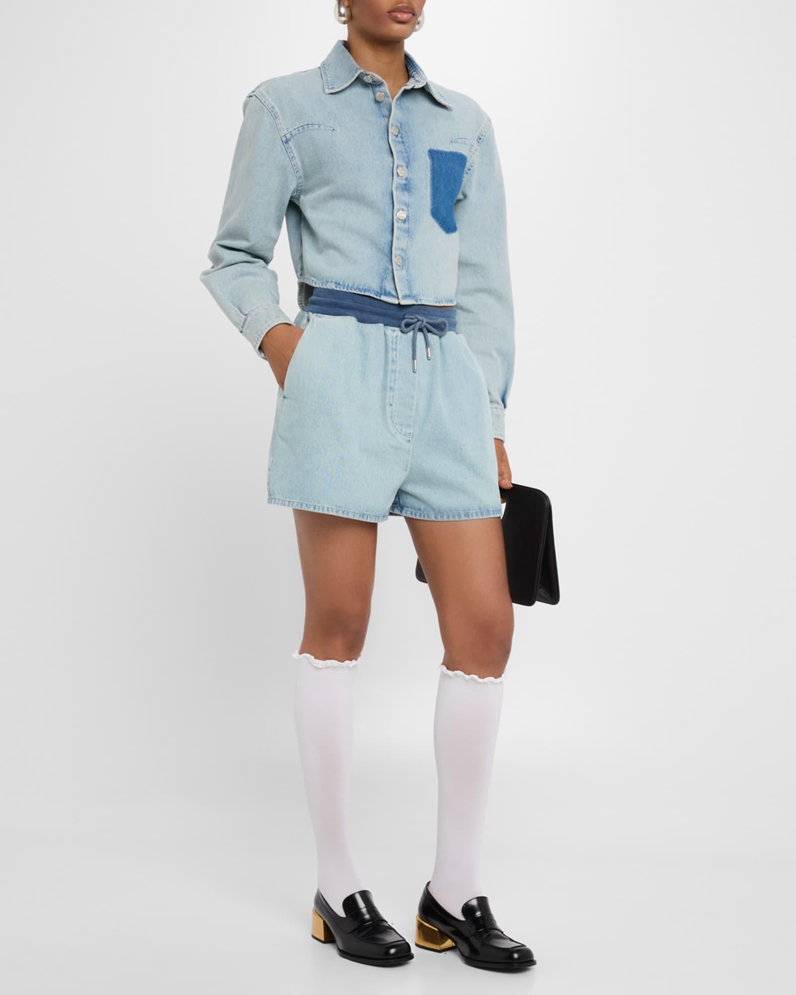 Drawstring Denim Shorts Product Image