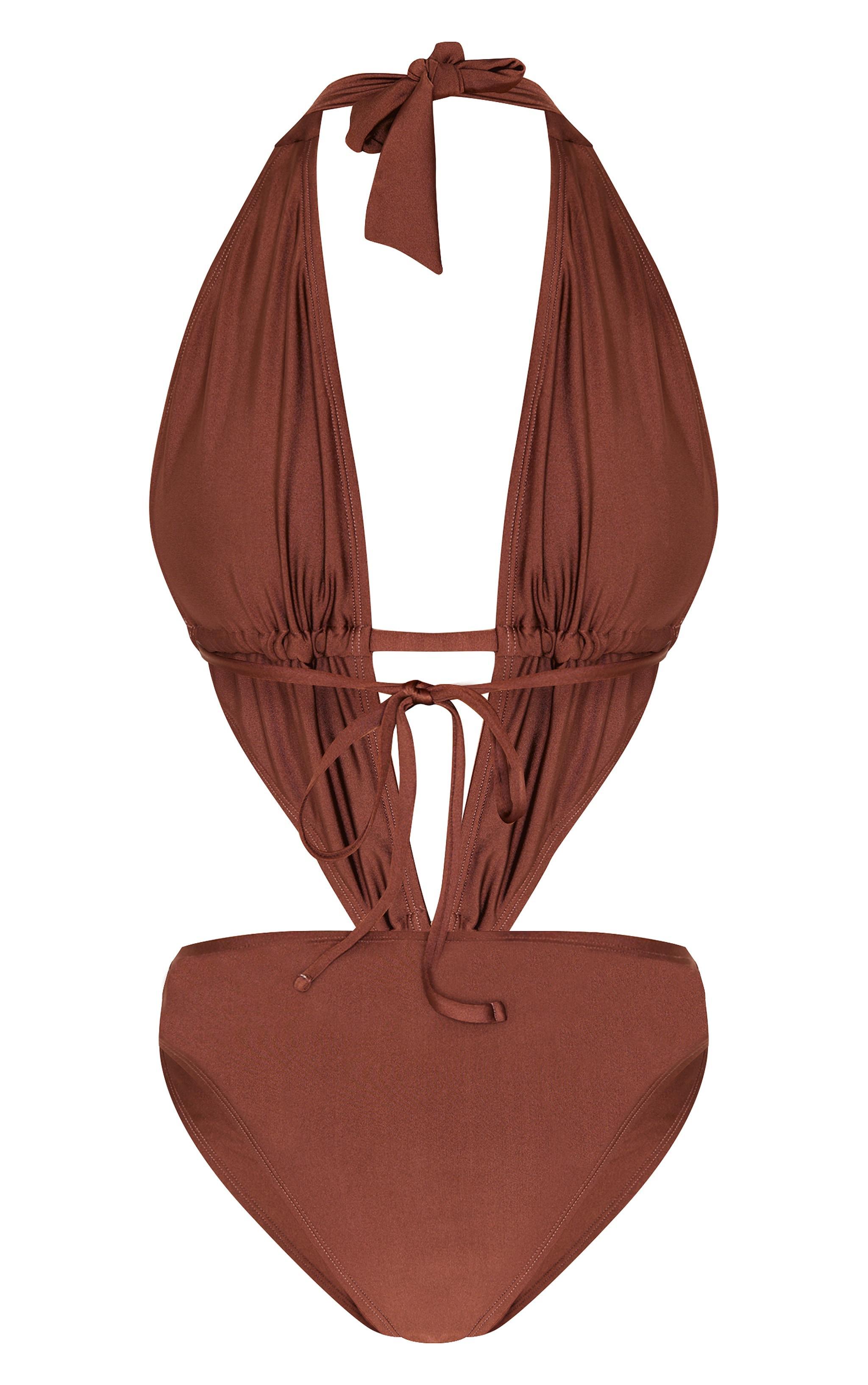 Chocolate Plunge O Ring Cut Out Swimsuit Product Image