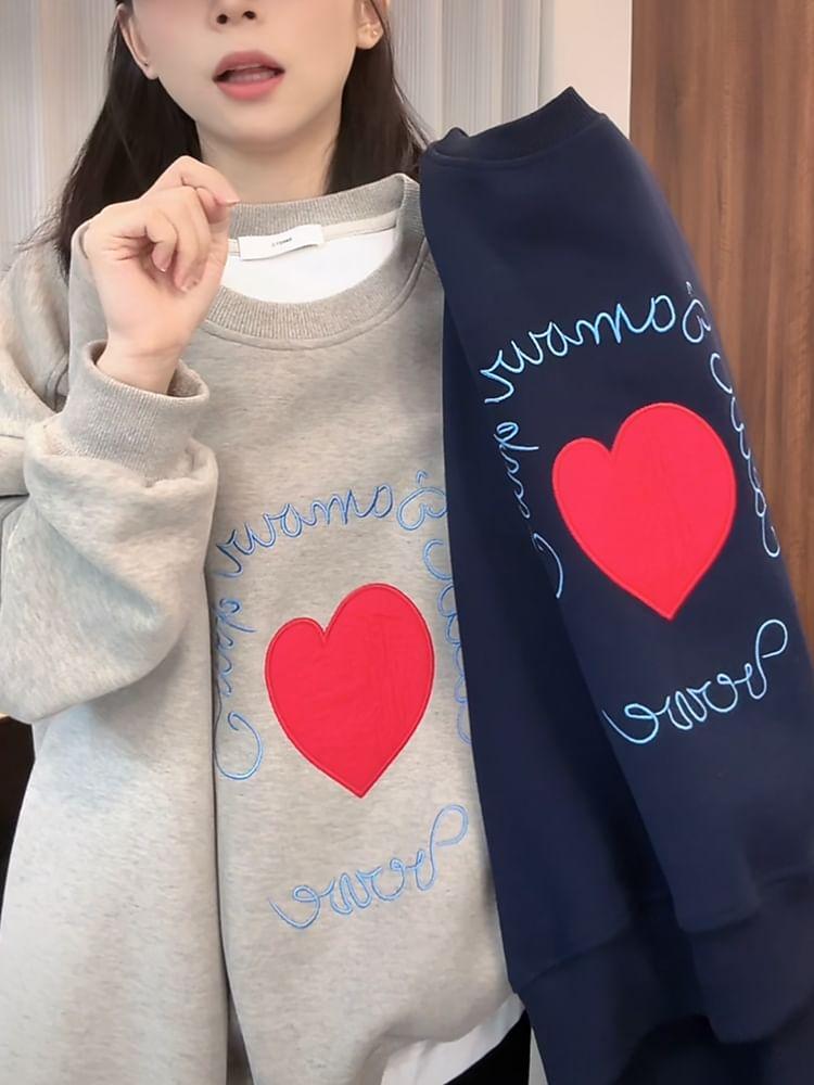 Crewneck Heart Print Sweatshirt Product Image