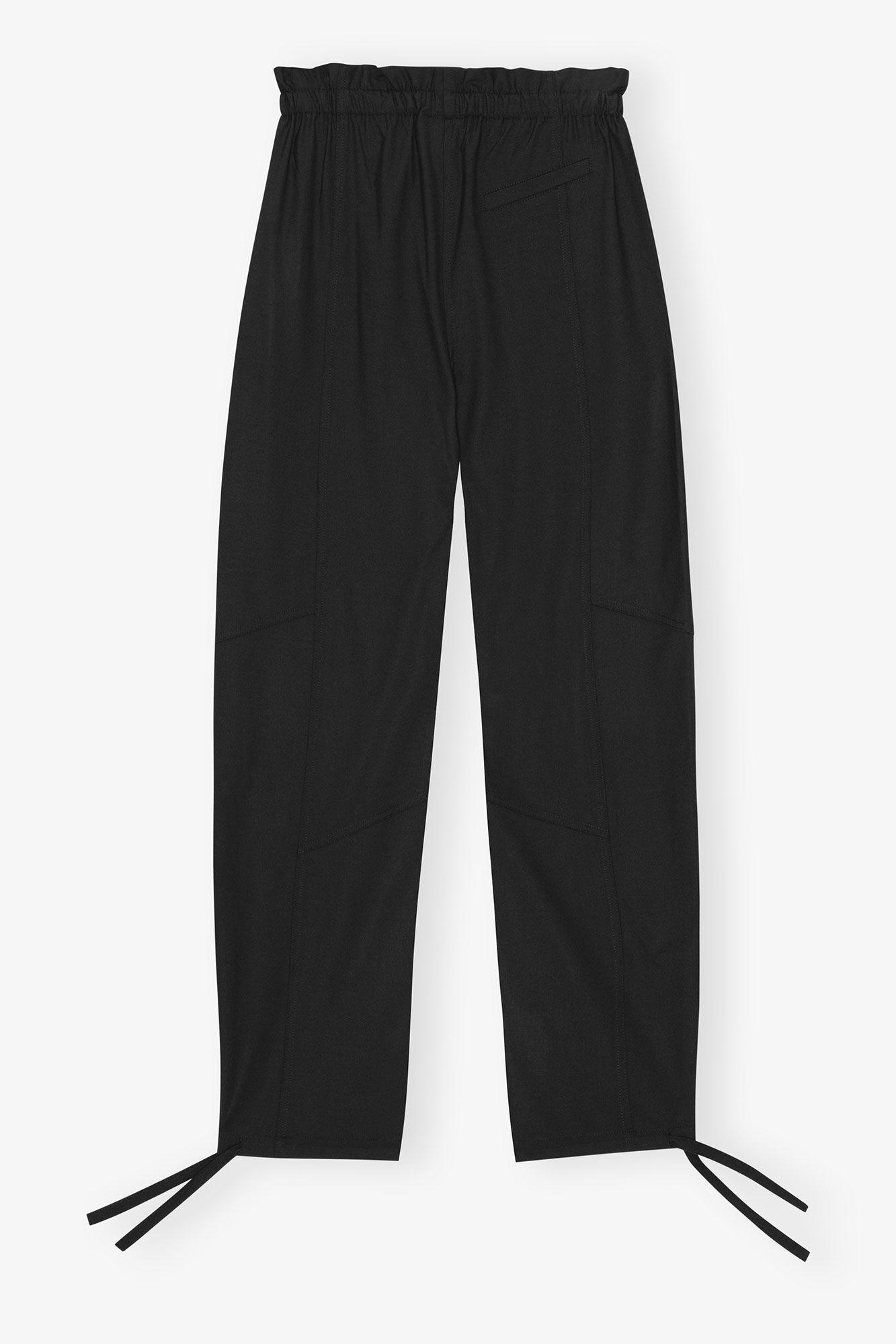 Black Drapey Melange Elasticated Waist Pants Product Image
