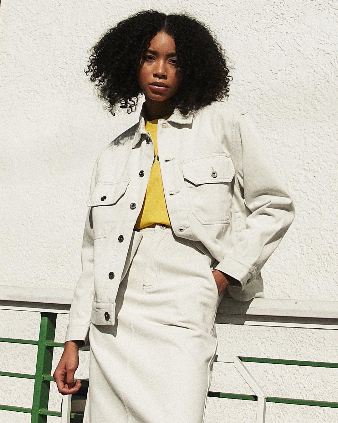 Coby Denim Jacket - Bleached White Product Image