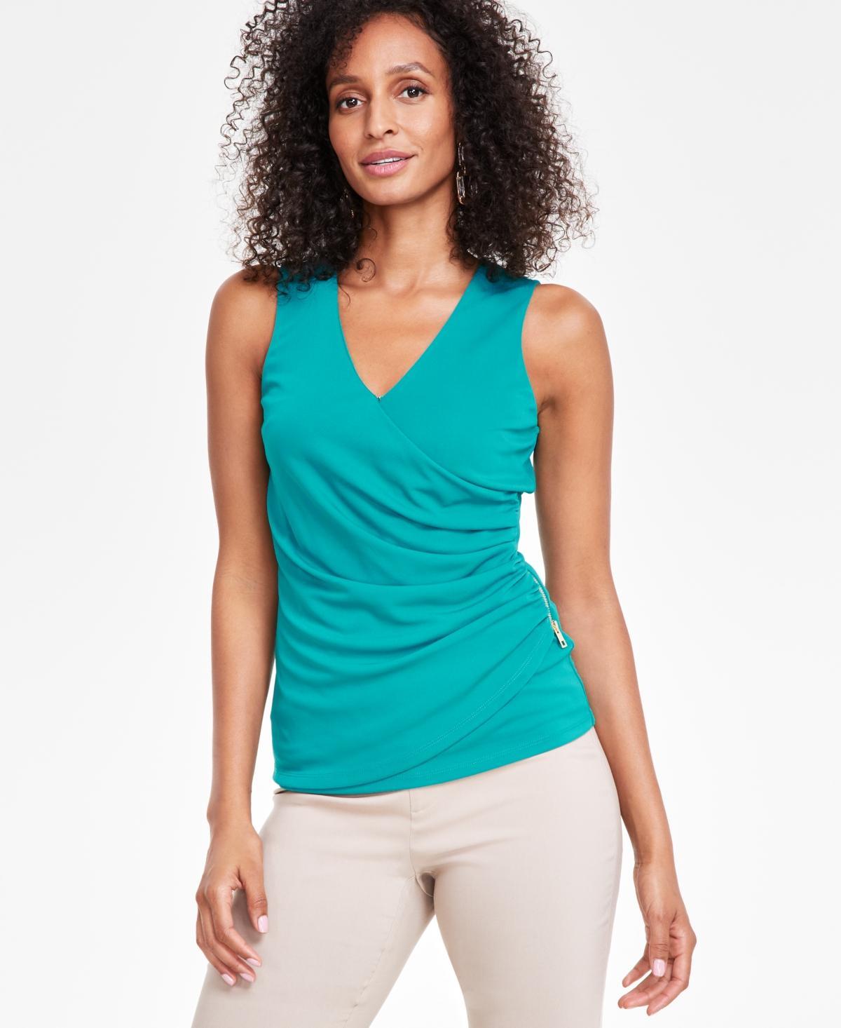 I.n.c. International Concepts Womens Side-Zip Surplice Top, Created for Macys Product Image