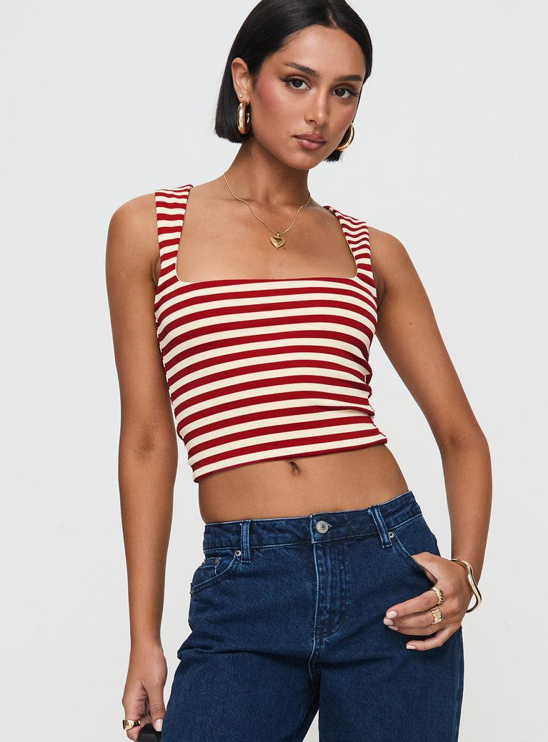 Back In Time Top Red Stripe Product Image