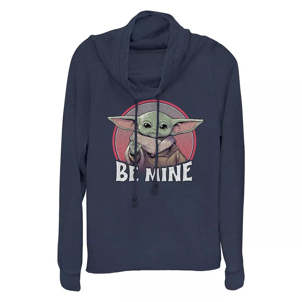 Women's Star Wars The Mandalorian The Child Be Mine Cowlneck Graphic Lightweight Long Sleeve, Size: XS, Blue Product Image