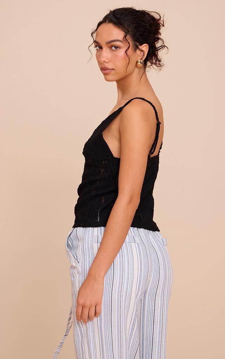 Black Crochet Textured Cami Top Product Image