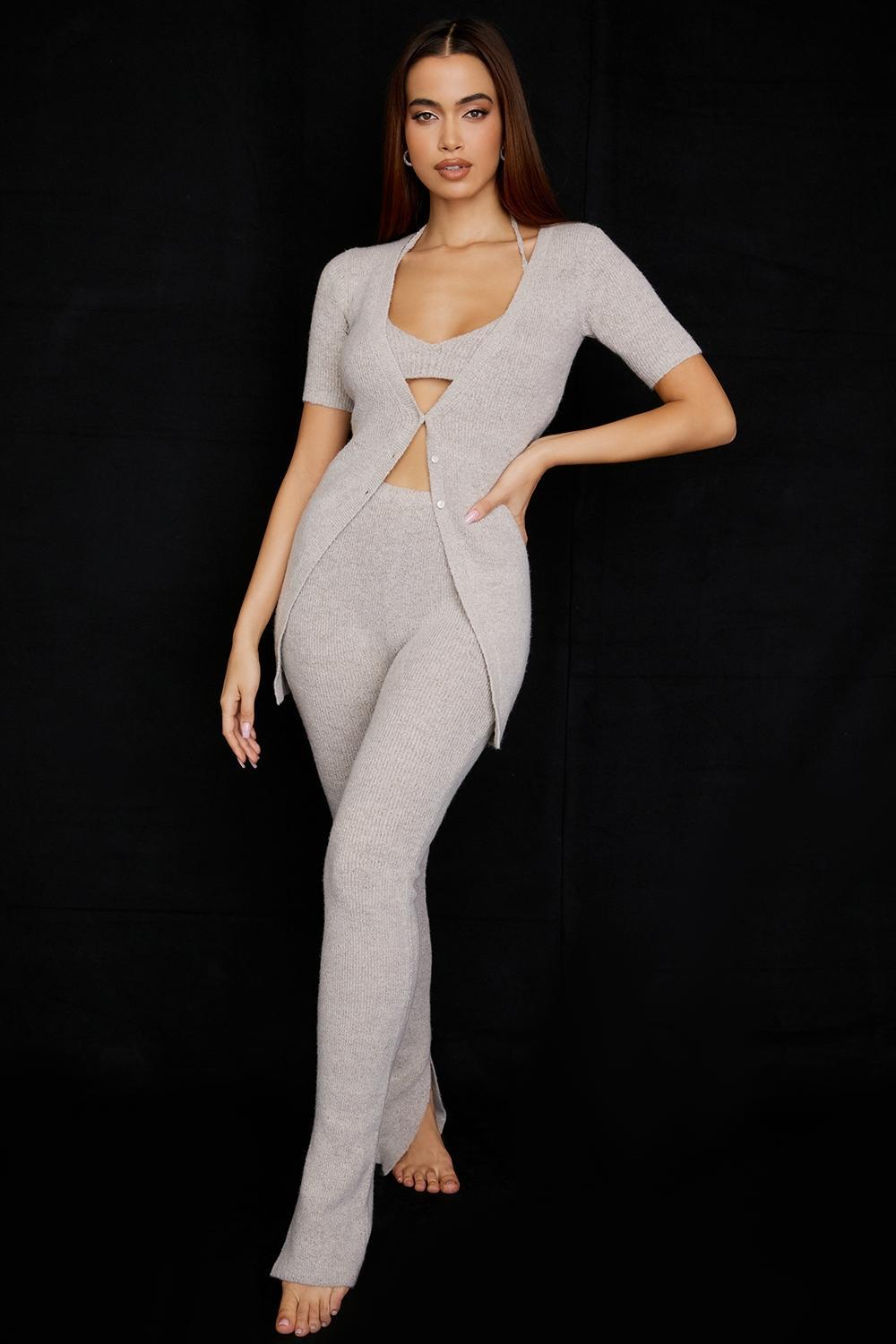 Opal  oatmeal ribbed knit cardigan - sale Product Image