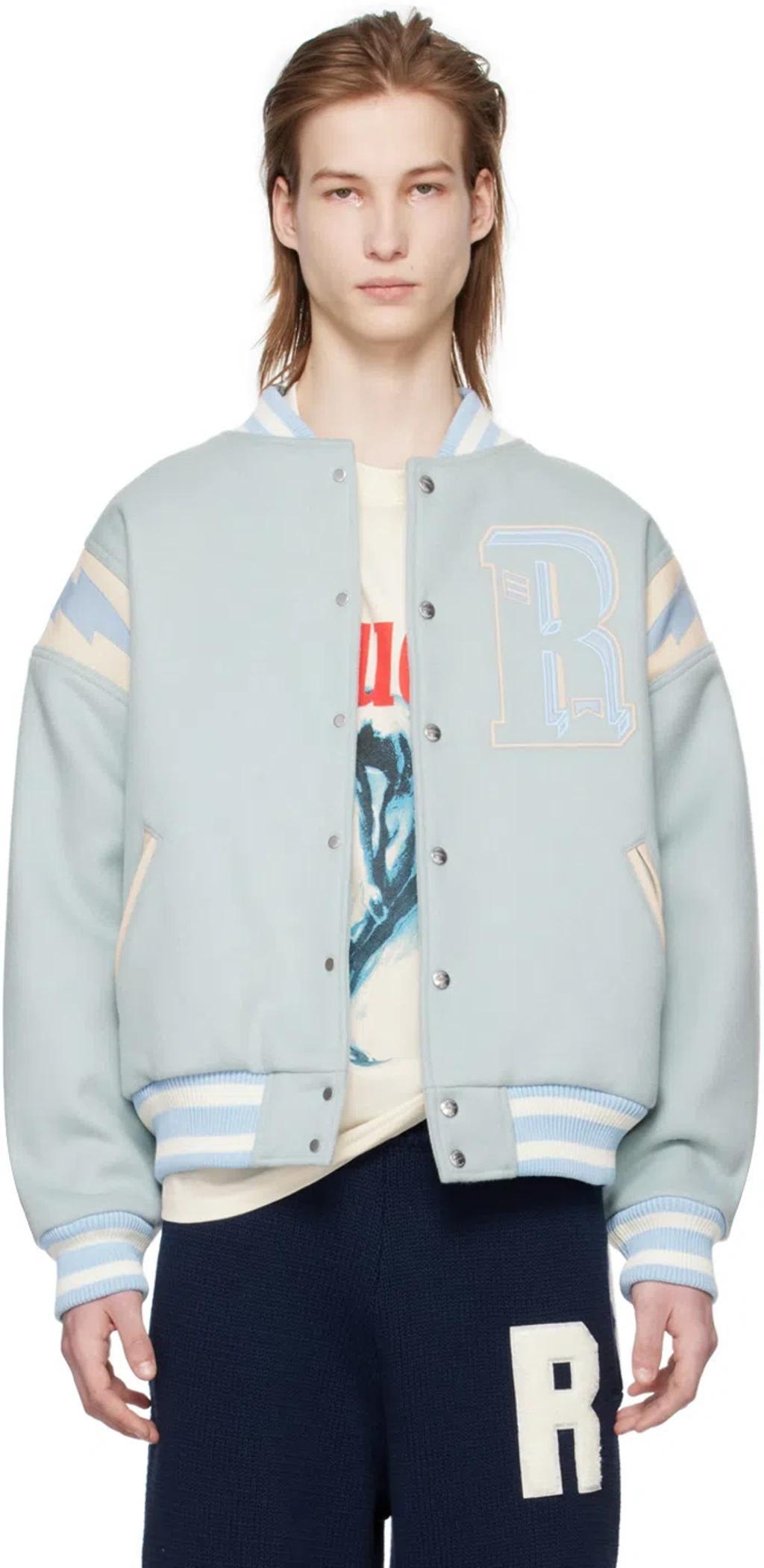 RHUDE Blue Lightning Bomber Jacket Product Image