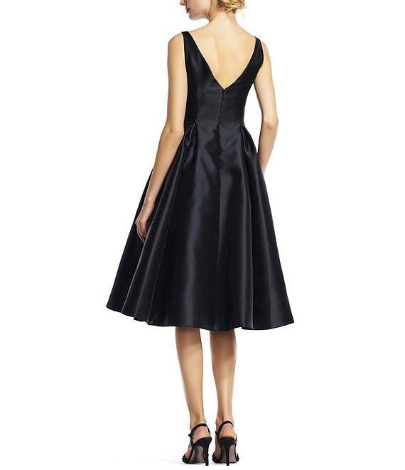 Adrianna Papell Boat Neck Sleeveless A-Line Taffeta Dress Product Image