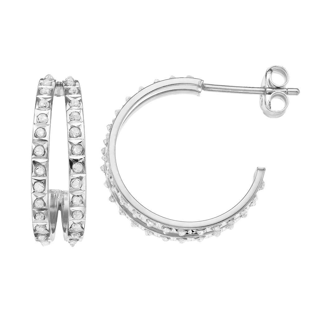 Diamond Mystique Sterling Silver Diamond Accent Double C Hoop Earrings, Women's, 18k Gold Over Silver Product Image