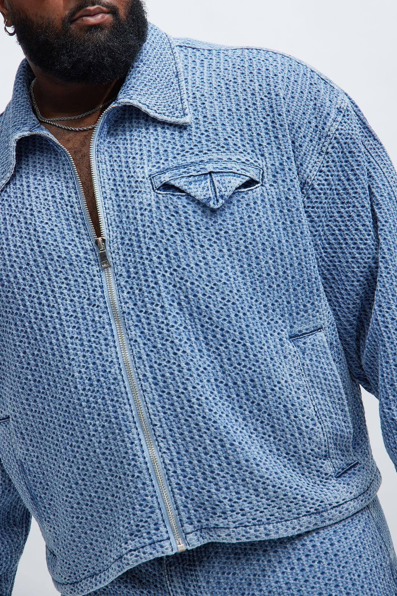 Warsaw Cropped Denim Work Trucker - Light Blue Product Image