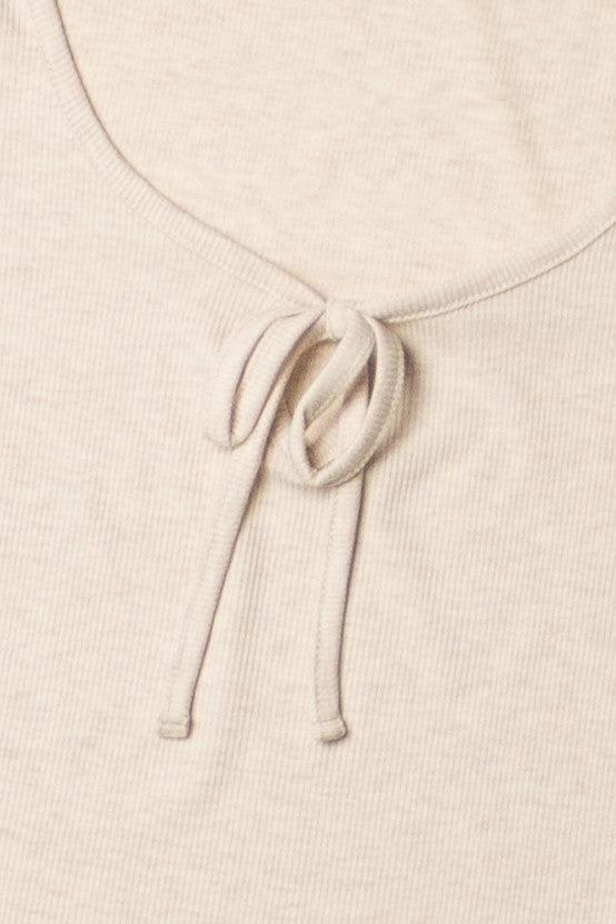 White Tie Front Ribbed Tee Product Image