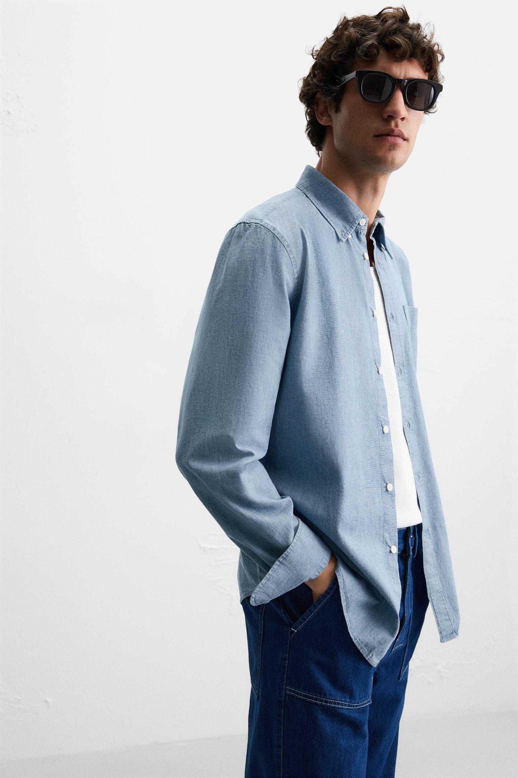 TEXTURED CHAMBRAY SHIRT Product Image