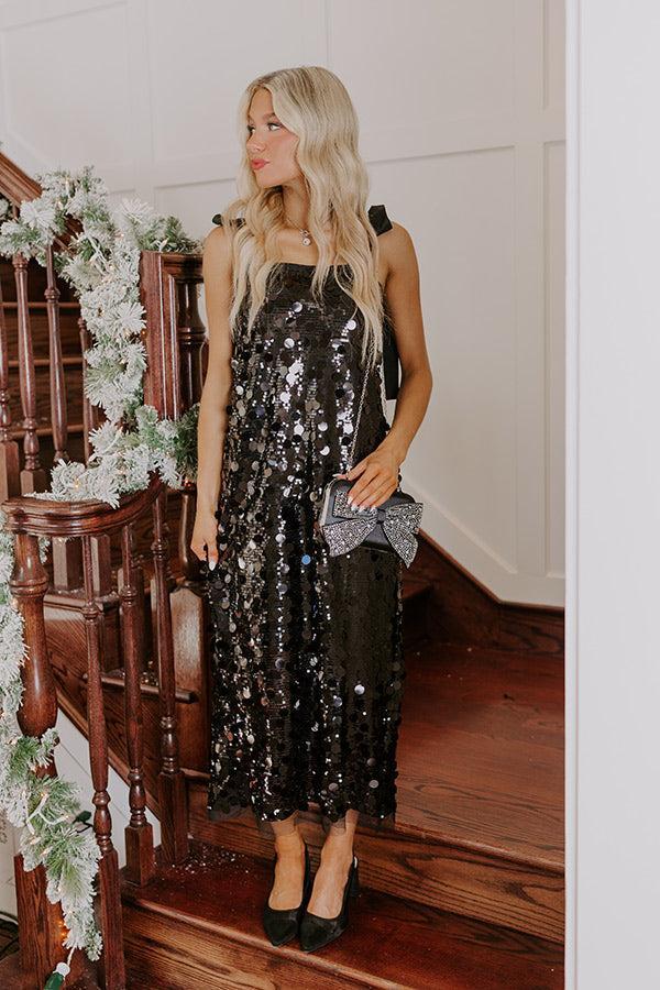 Full Of Glam Sequin Midi in Black Product Image