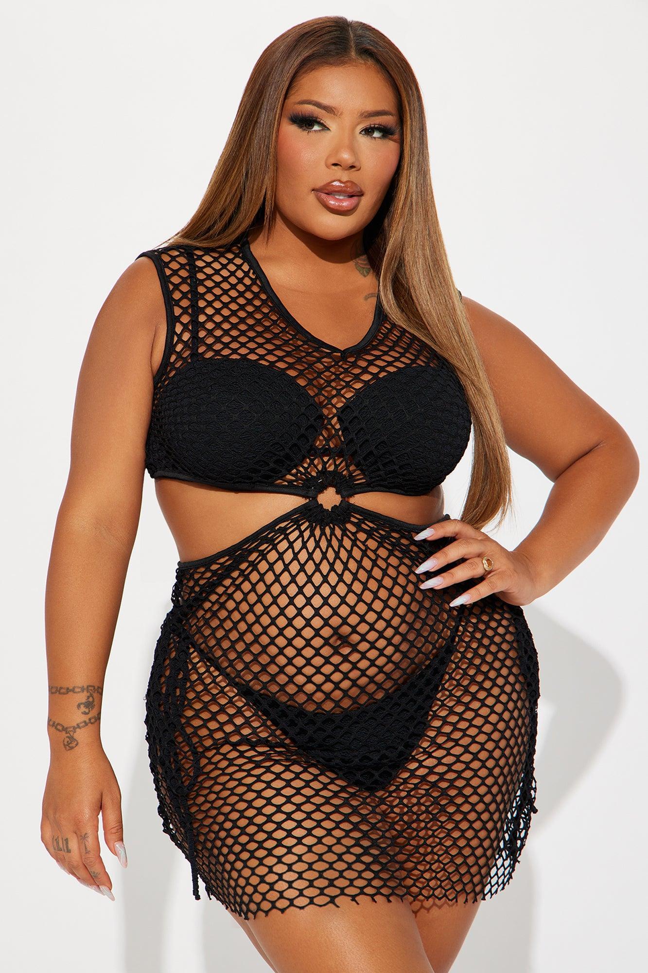 Drinks Under The Sun Fishnet Cover Up - Black Product Image