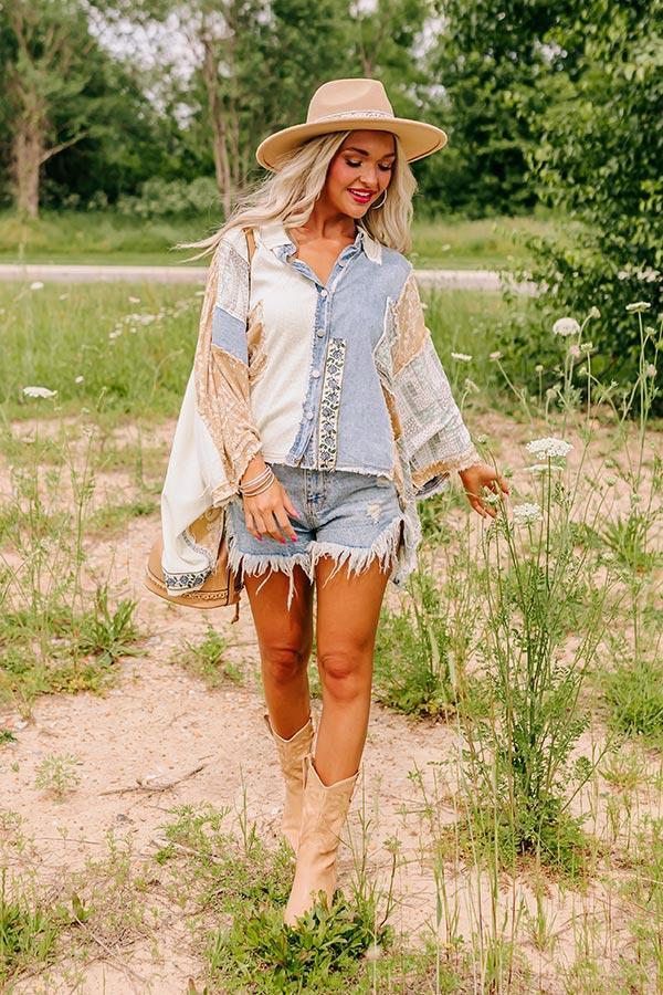 Stellar Style Color Block Top in Light Wash Product Image