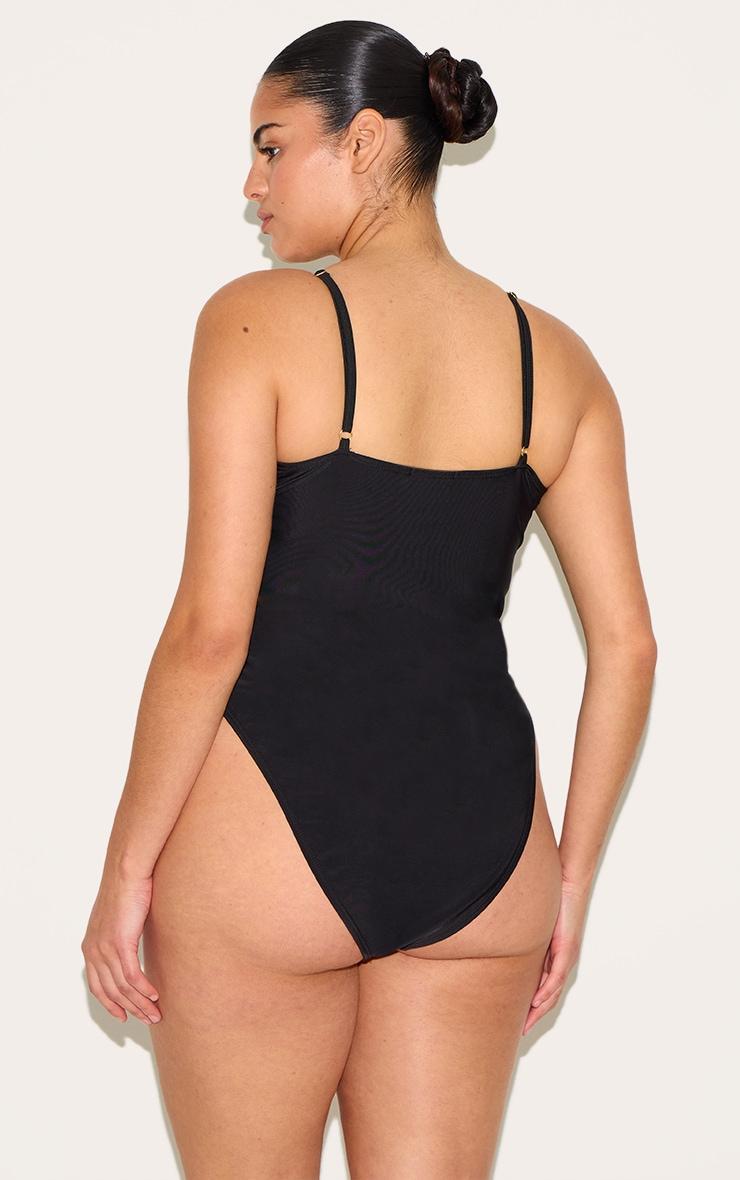 Plus Black Knot Front Cut Out Swimsuit Product Image