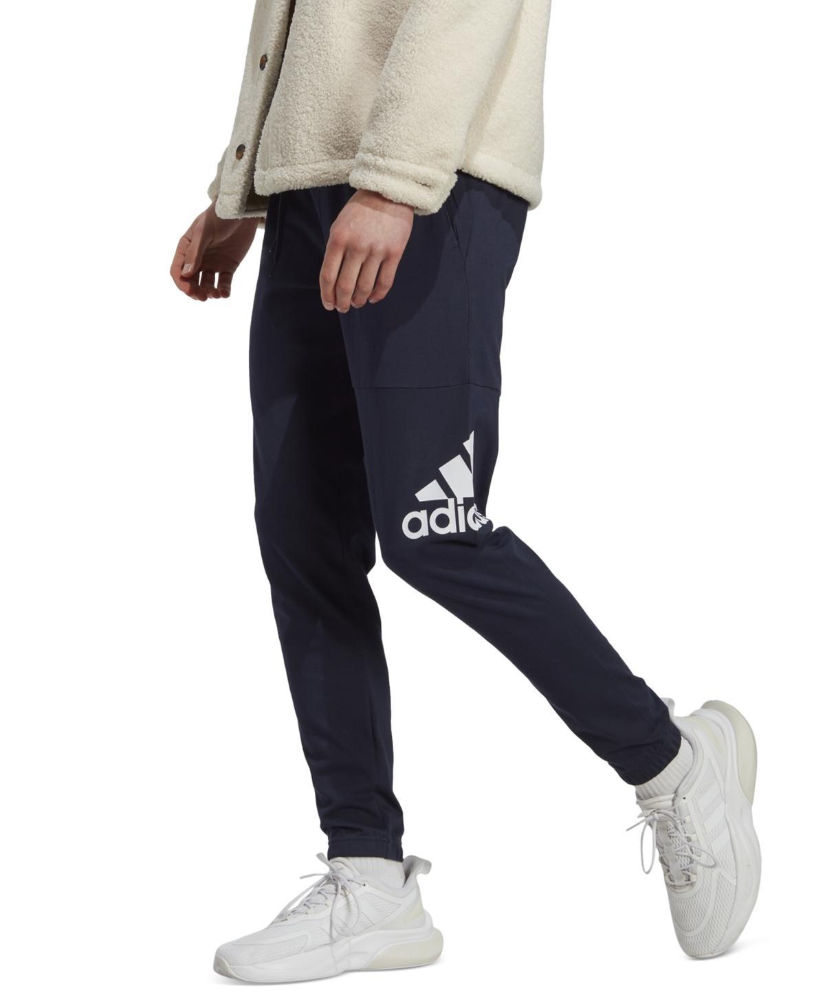 adidas Essentials Single Jersey Tapered Badge Of Sport Pants (Ink) Men's Clothing Product Image