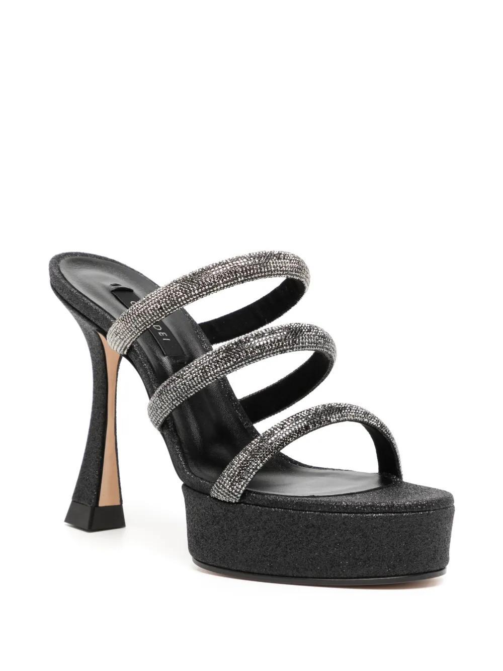 CASADEI Rhinestone-strap Heeled Mule Sandals In Schwarz Product Image