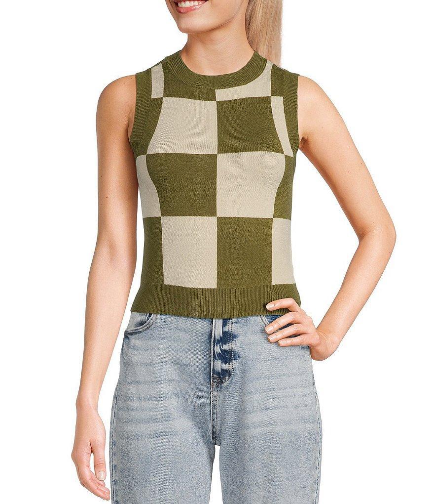 Say What Sleeveless Oversized Checkered Vest Product Image