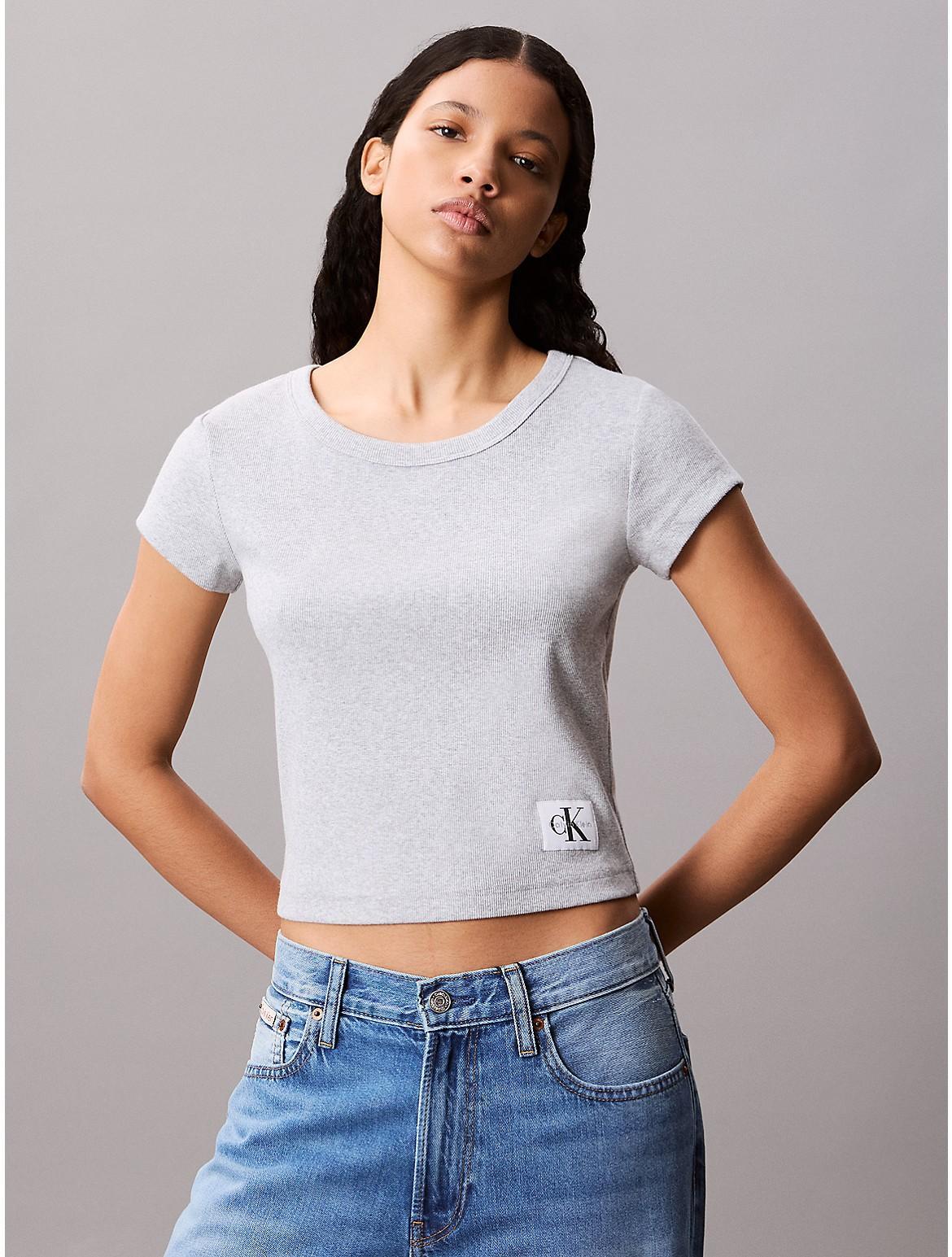 Calvin Klein Womens Woven Monologo Slim T-Shirt - Pink Product Image