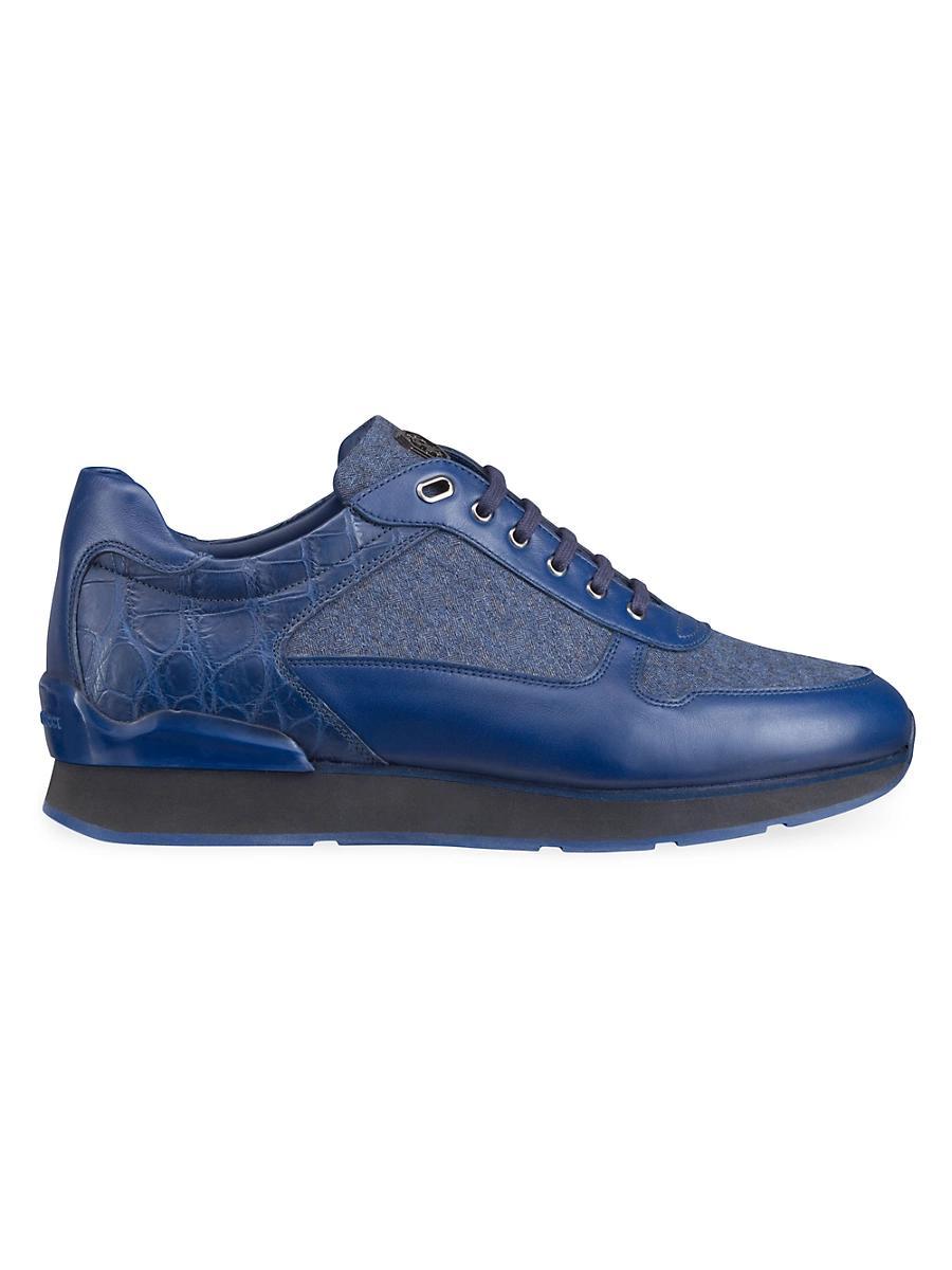 Mens Calfskin and Crocodile Trainer Sneakers Product Image