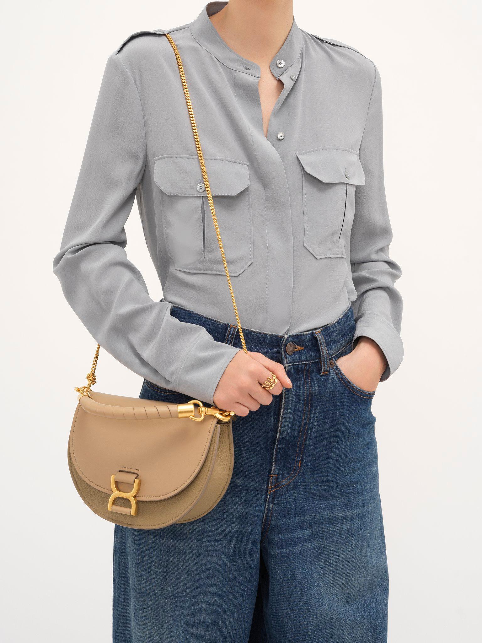 Marcie chain flap bag in grained leather Product Image