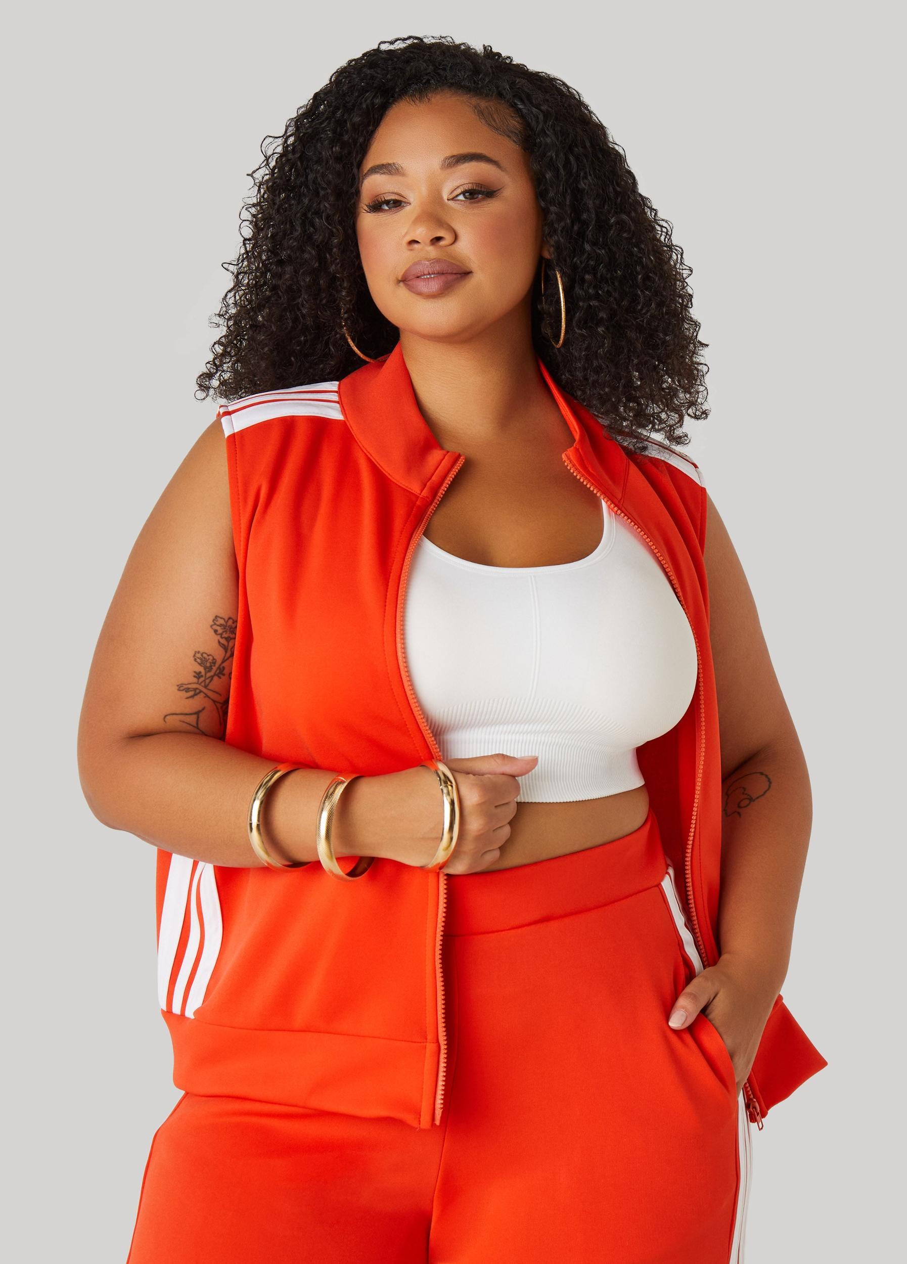 Plus Size Striped Track Vest Ashley Stewart Product Image
