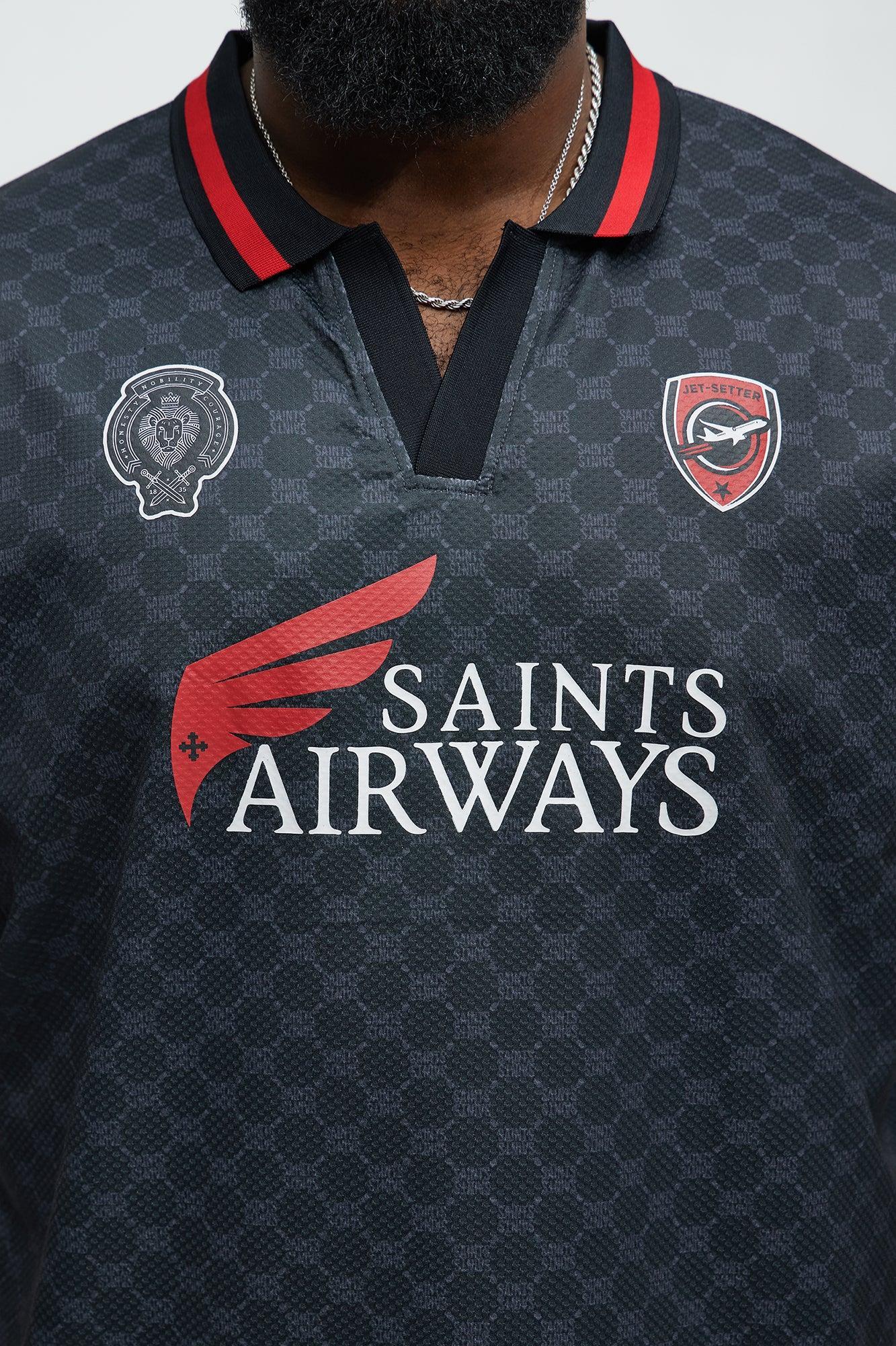 Saints Johnny Collar Soccer Jersey - Black Male Product Image