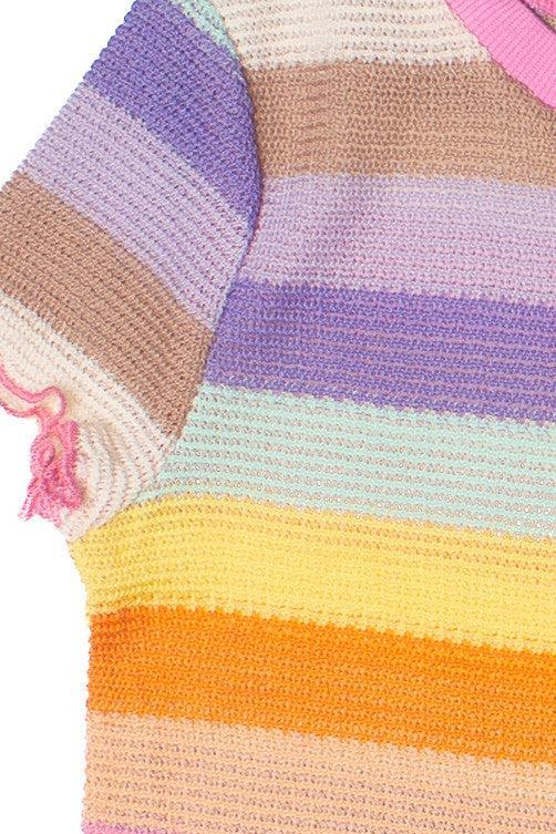 Crochet Stripe Lettuce Edge Tee Product Image