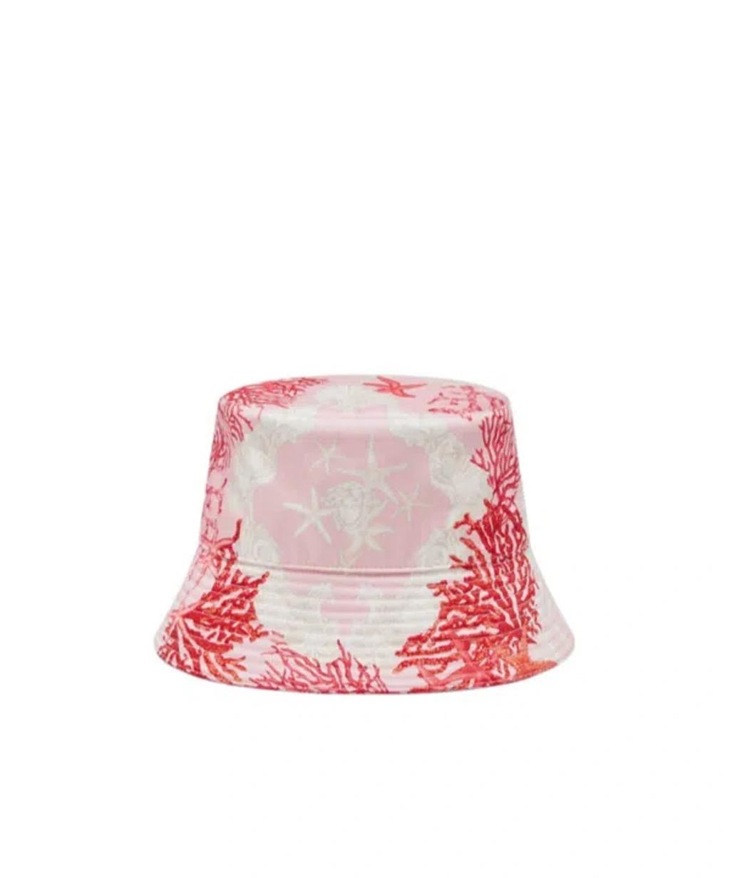 VERSACE Printed Canvas Bucket Hat In White Product Image