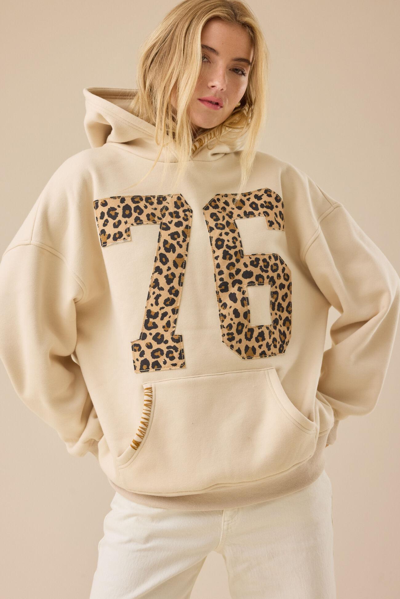 76 Leopard Print Graphic Hoodie Product Image