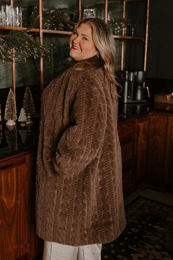 Warm Fuzzy Feeling Faux Fur Coat in Espresso Curves Product Image