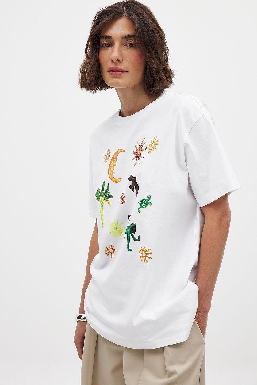 Printed Round Neck Oversized Tee Product Image