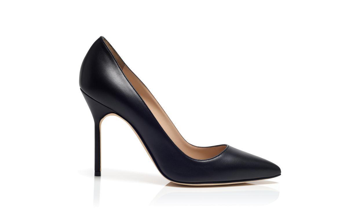 BB Black Nappa Leather Pointed Toe Pumps Product Image