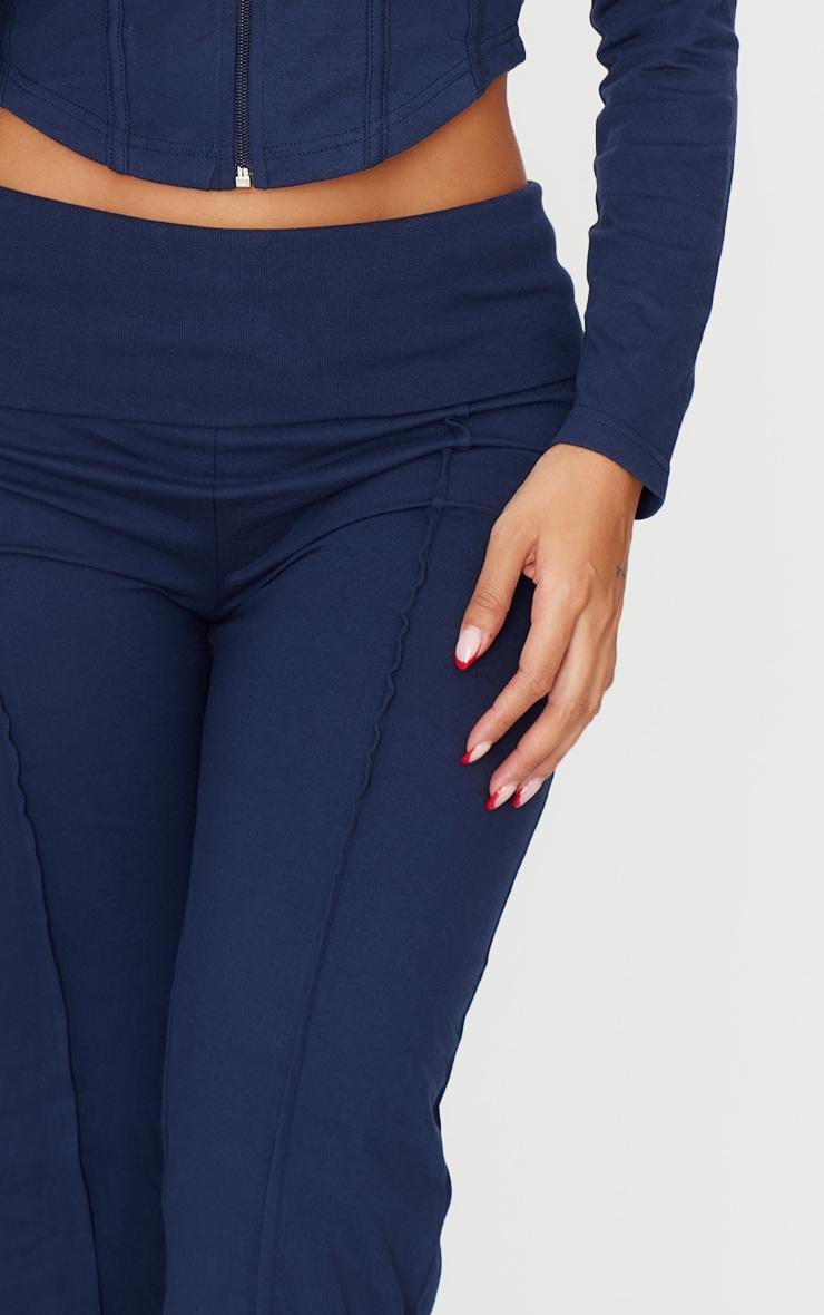 Shape Navy Low Rise Fold Over Seam Front Wide Leg Pants Product Image